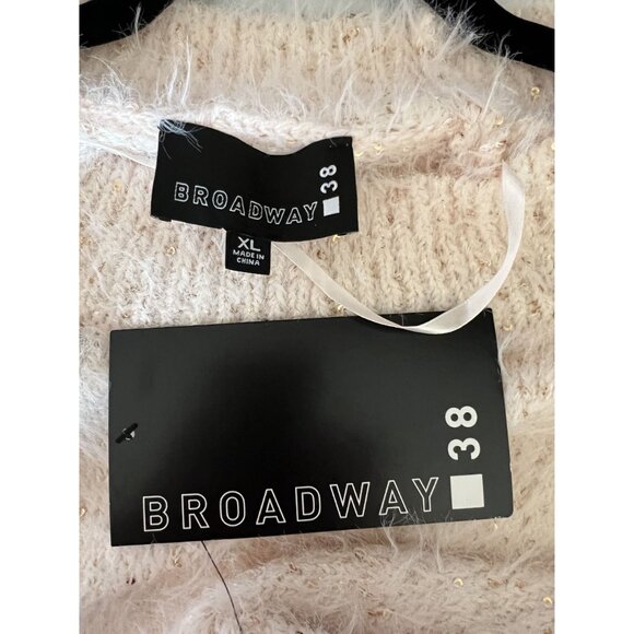 Broadway 38 Women's XL Fluffy Sequin Knit Sweater Peach/Pink Long Sleeve - Picture 4 of 6